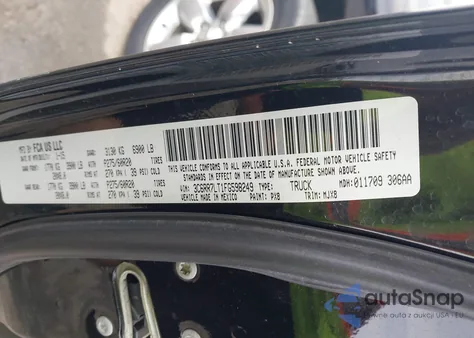 2015 Ram 1500 Big Horn из США, поврежденный, VIN 3C6RR7LT1FG598249